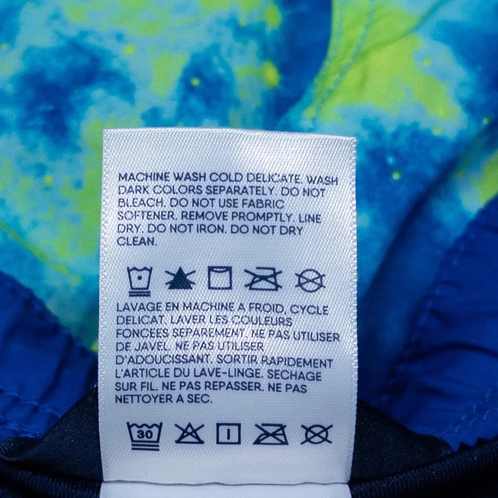Lands' End Boys Swim Trunks Size L 10-12 Blue Galaxy Cosmic Board Shorts Beach